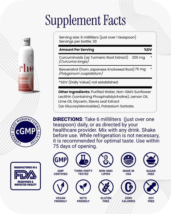 Liposomal Curcumin + Resveratrol - RHO - Healthy Inflammatory Response