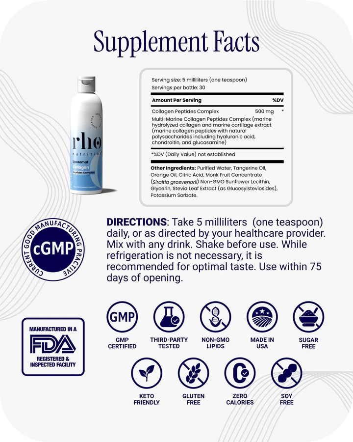 Liposomal Collagen Peptides - RHO - Skin, Hair & Joint Support