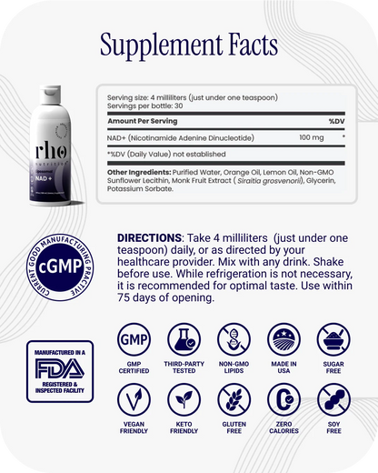 Liposomal NAD+ - RHO - Supports Cellular Health