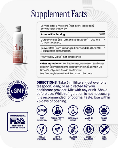 Liposomal Curcumin + Resveratrol - RHO -  Healthy Inflammatory Response