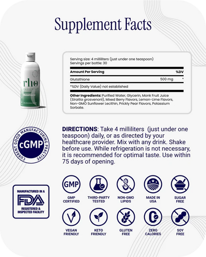 Rho Nutrition Liposomal Glutathione -  Master Antioxidant